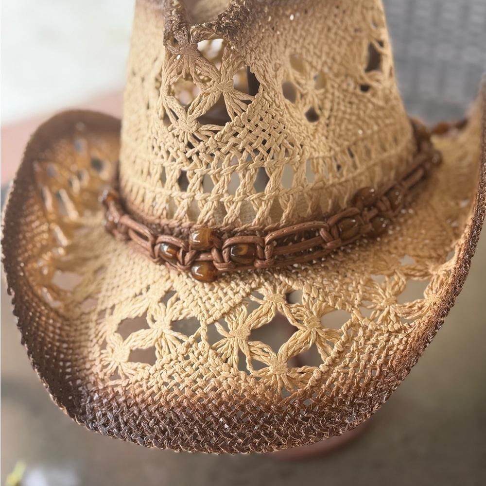Brown Woven Cowboy Hat